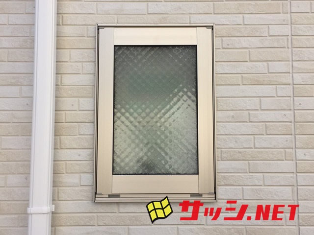 １階窓の防犯対策　アルミ面格子四方枠付タテ格子　施工事例　名古屋市熱田区